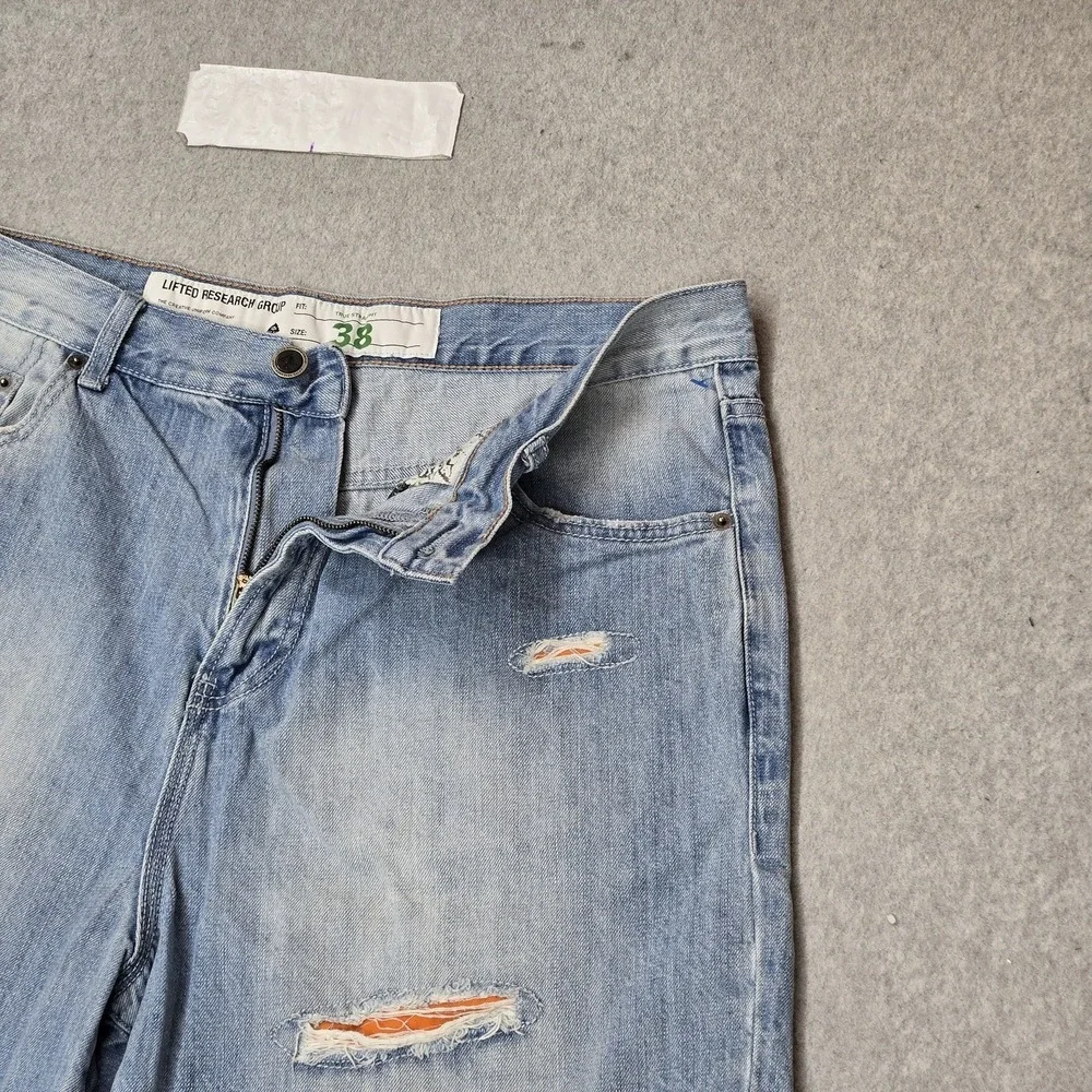 LRG Men Shorts 38 Light Blue Denim Jeans Distressed Grunge Y2KJ186003
